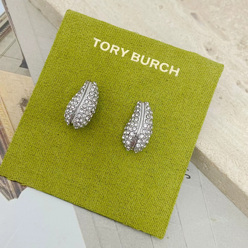 Tory Burch Rhinestone Coffee Bean Stud Earrings
